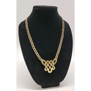 Vintage NAPIER Gold Tone Ornate Scroll Chunky Chain 26 Inch Necklace Classy Chic